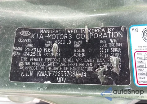 2005 Kia Sportage Ex V6/Lx V6 from USA, damaged, VIN KNDJF723957081534